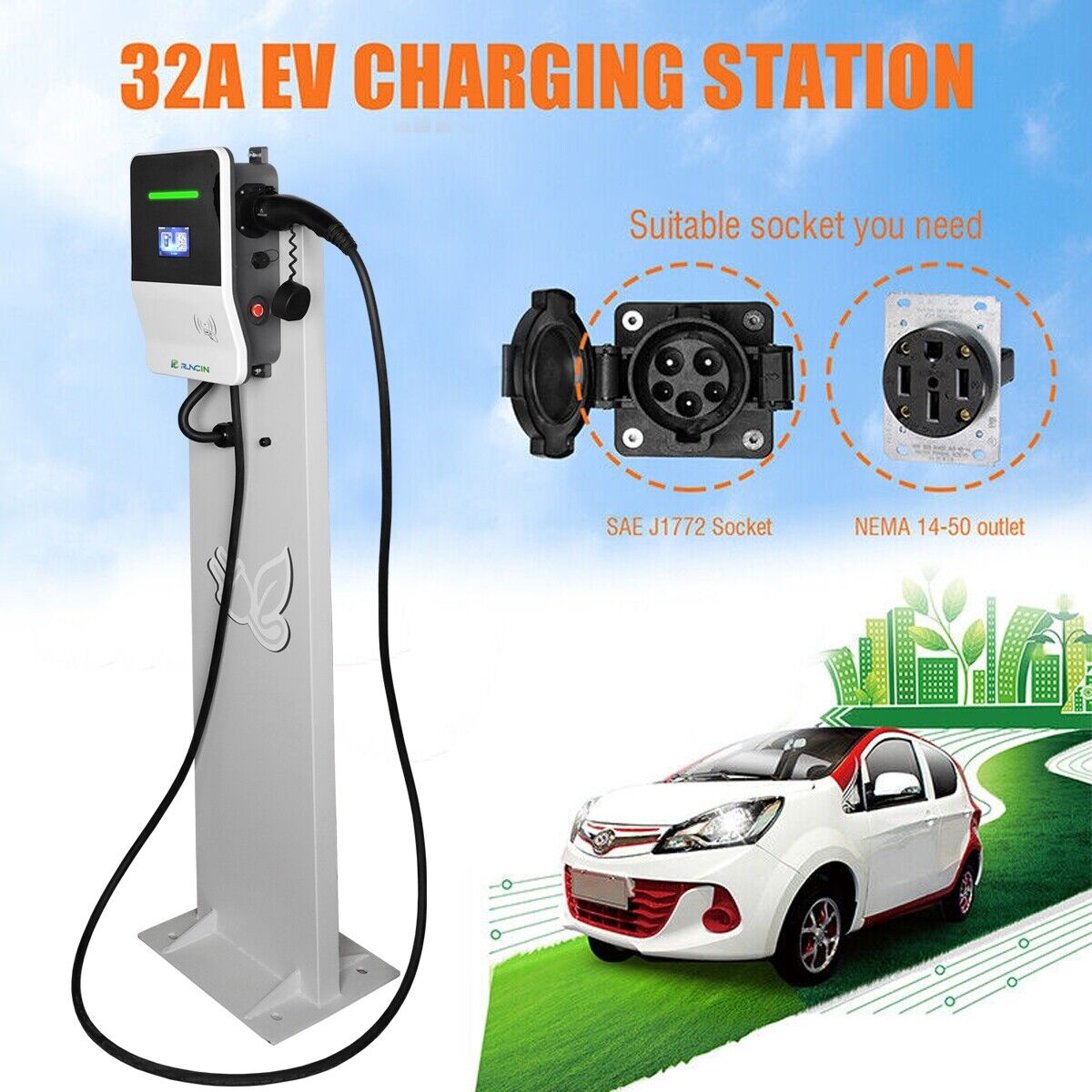 Type 2 22Kw Wallbox Solar Ev Charger Ev Charging Station 32A 400V Fast Charging Agenter